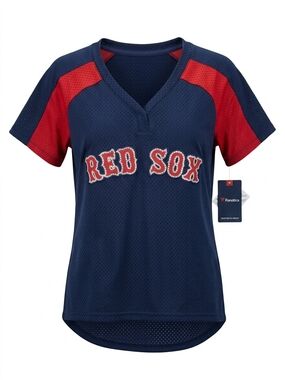 Fanatics Women's Boston Red Sox Navy & Red V-Neck Jersey Tee
